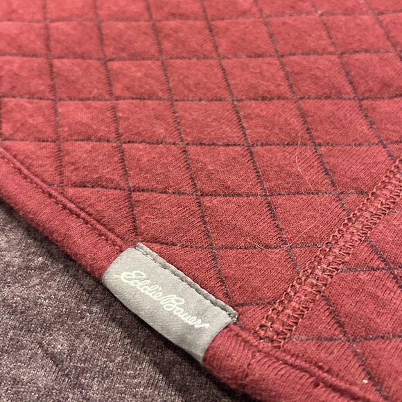 Eddie Bauer Mens XLT Fortify Quilted 1/4 Zip Sweatshirt Maroon Sweater Pocket - Picture 9 of 10